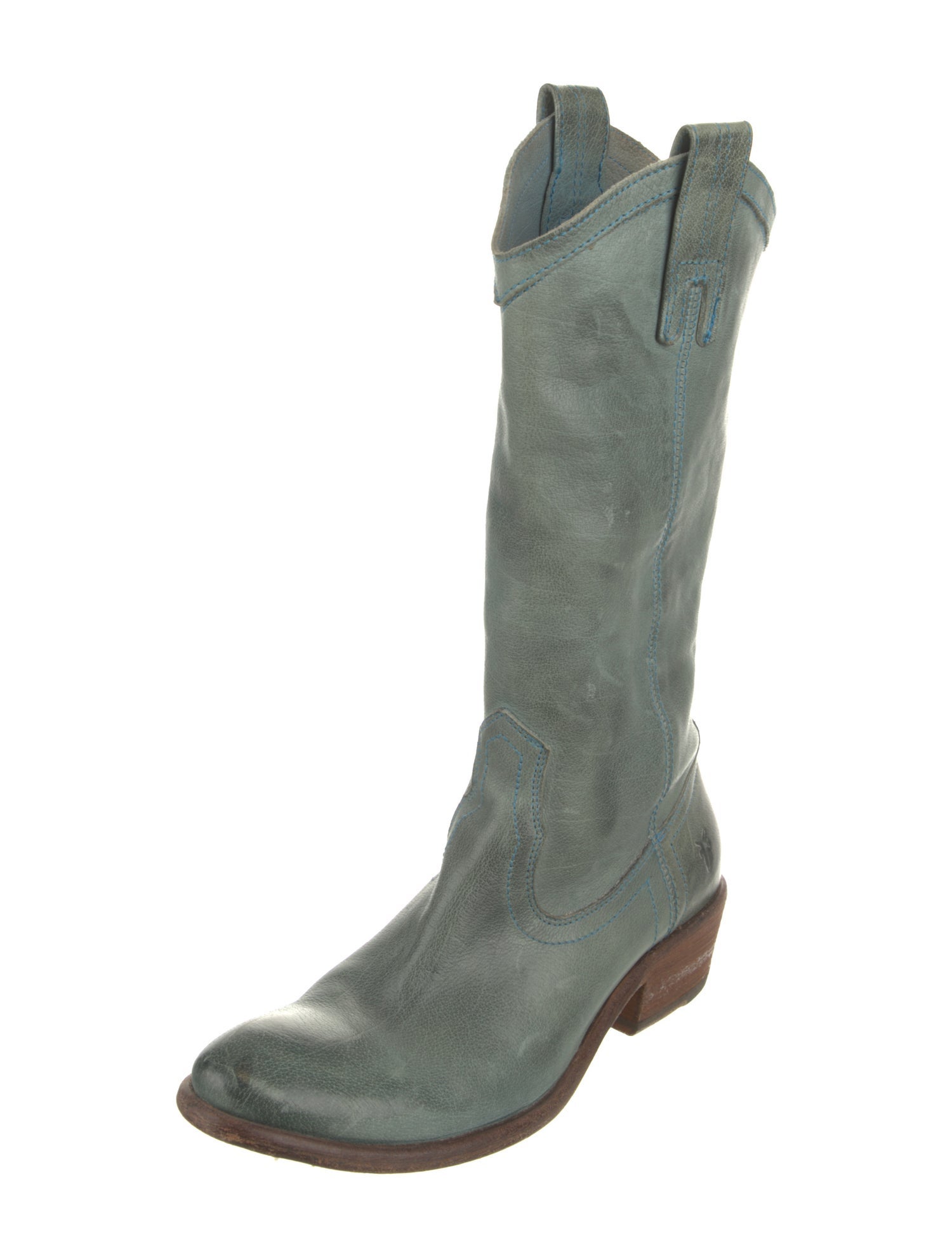 Frye Leather Colorblock Pattern Western Boots