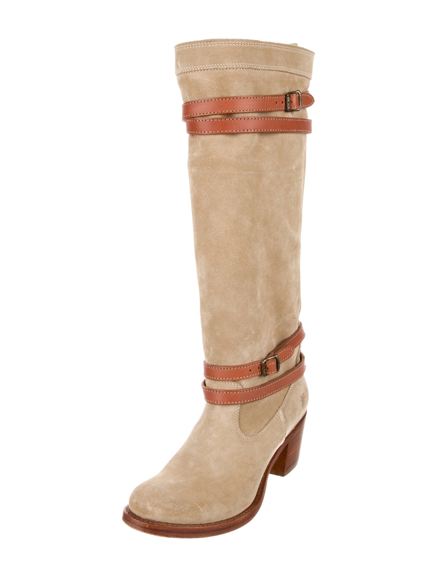Frye Suede Colorblock Pattern Riding Boots