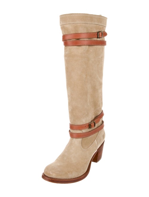Frye Suede Colorblock Pattern Riding Boots