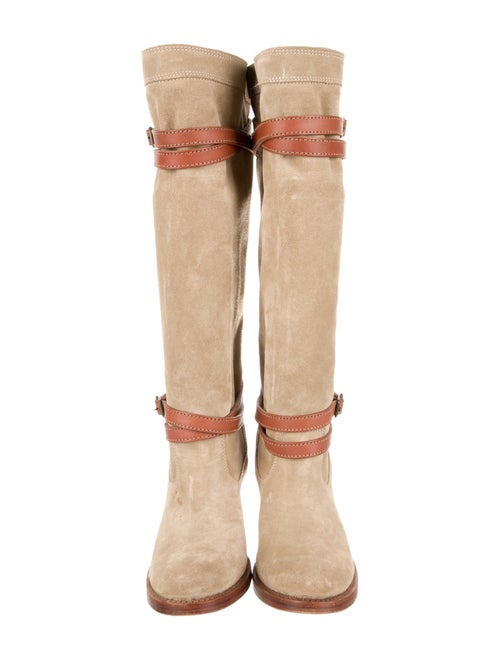 Frye Suede Colorblock Pattern Riding Boots