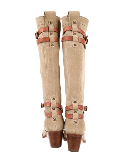 Frye Suede Colorblock Pattern Riding Boots