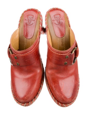 Frye Leather Whipstitch Trim Mules