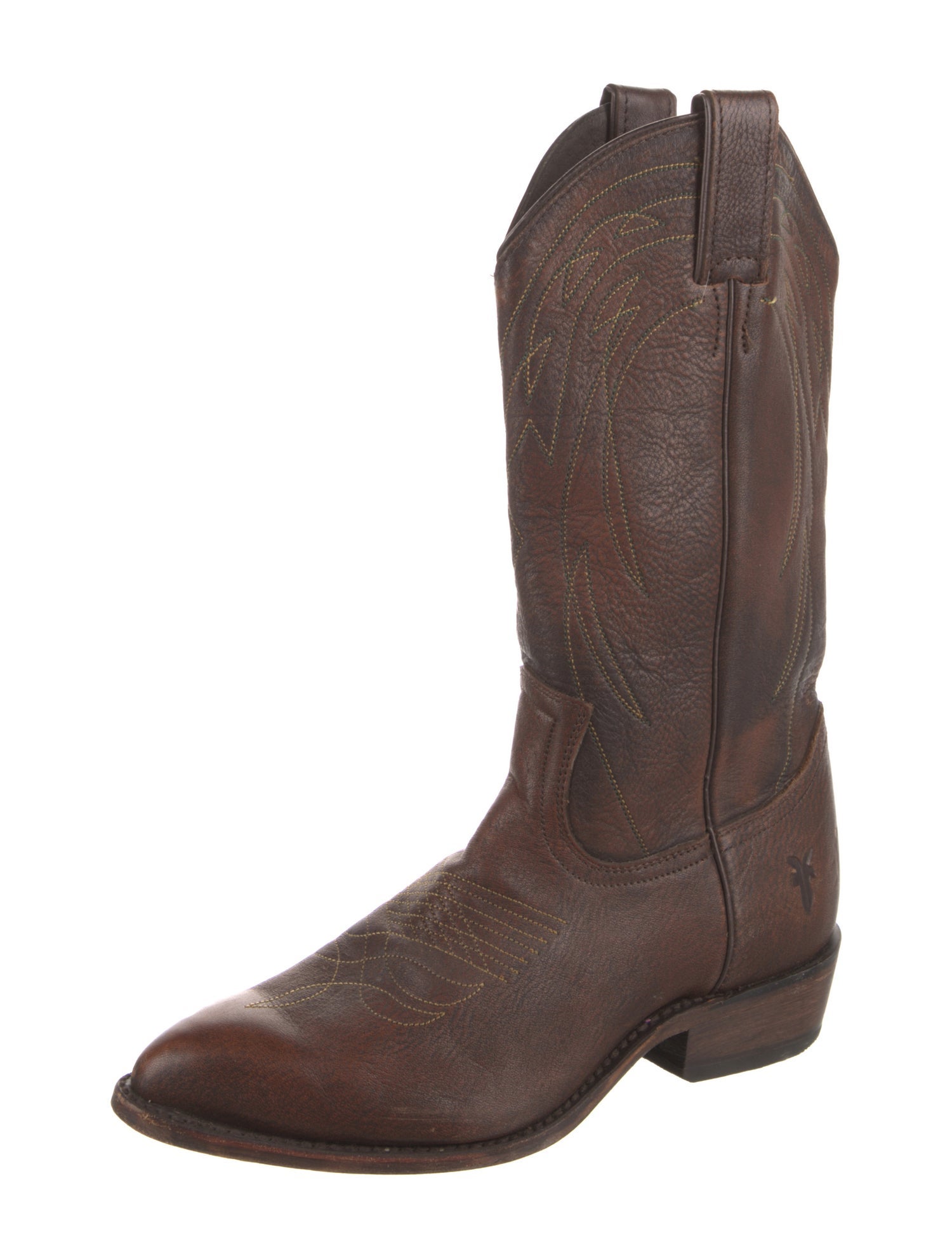 Frye Leather Embroidered Accent Western Boots