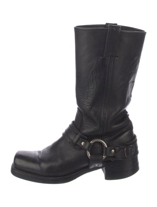 Frye Leather Chain-Link Accents Moto Boots
