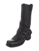 Frye Leather Chain-Link Accents Moto Boots