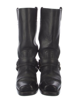 Frye Leather Chain-Link Accents Moto Boots