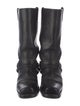 Frye Leather Chain-Link Accents Moto Boots
