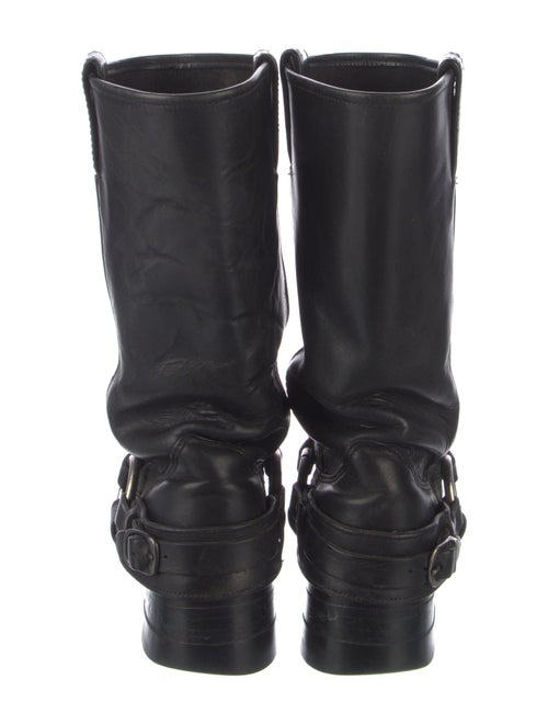 Frye Leather Chain-Link Accents Moto Boots