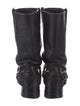Frye Leather Chain-Link Accents Moto Boots