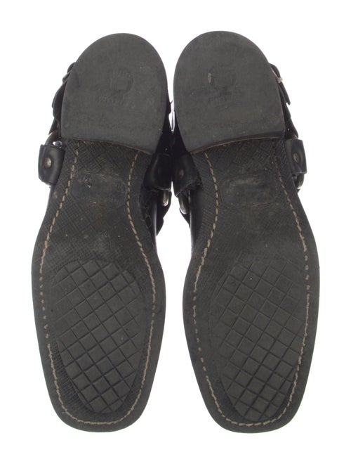 Frye Leather Chain-Link Accents Moto Boots