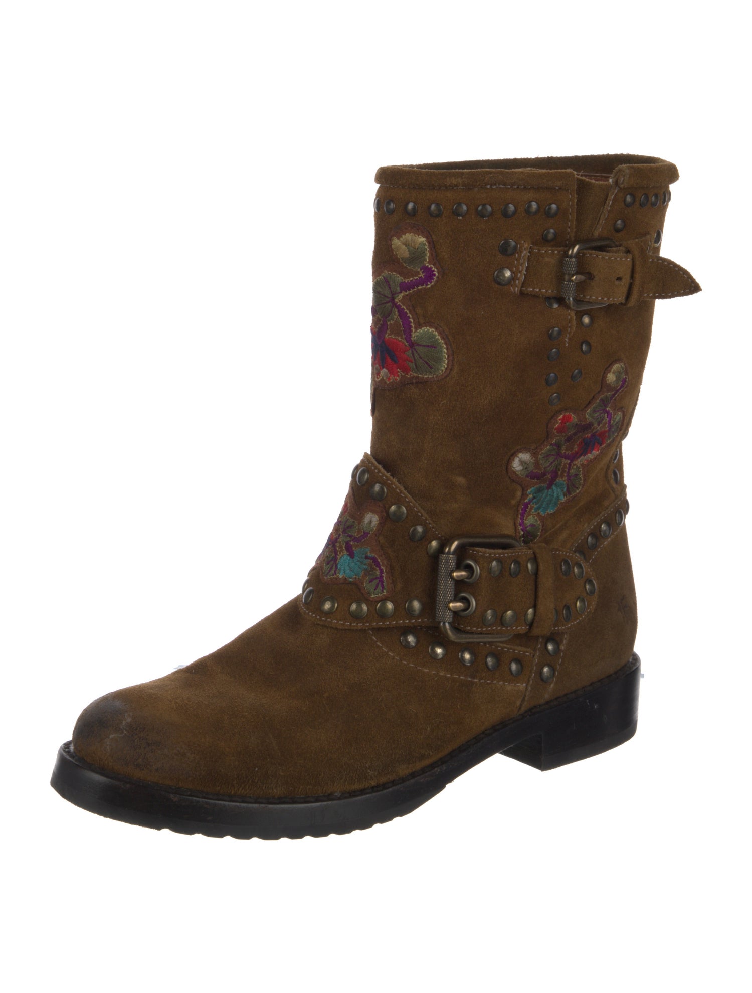 Frye Suede Patterned Moto Boots