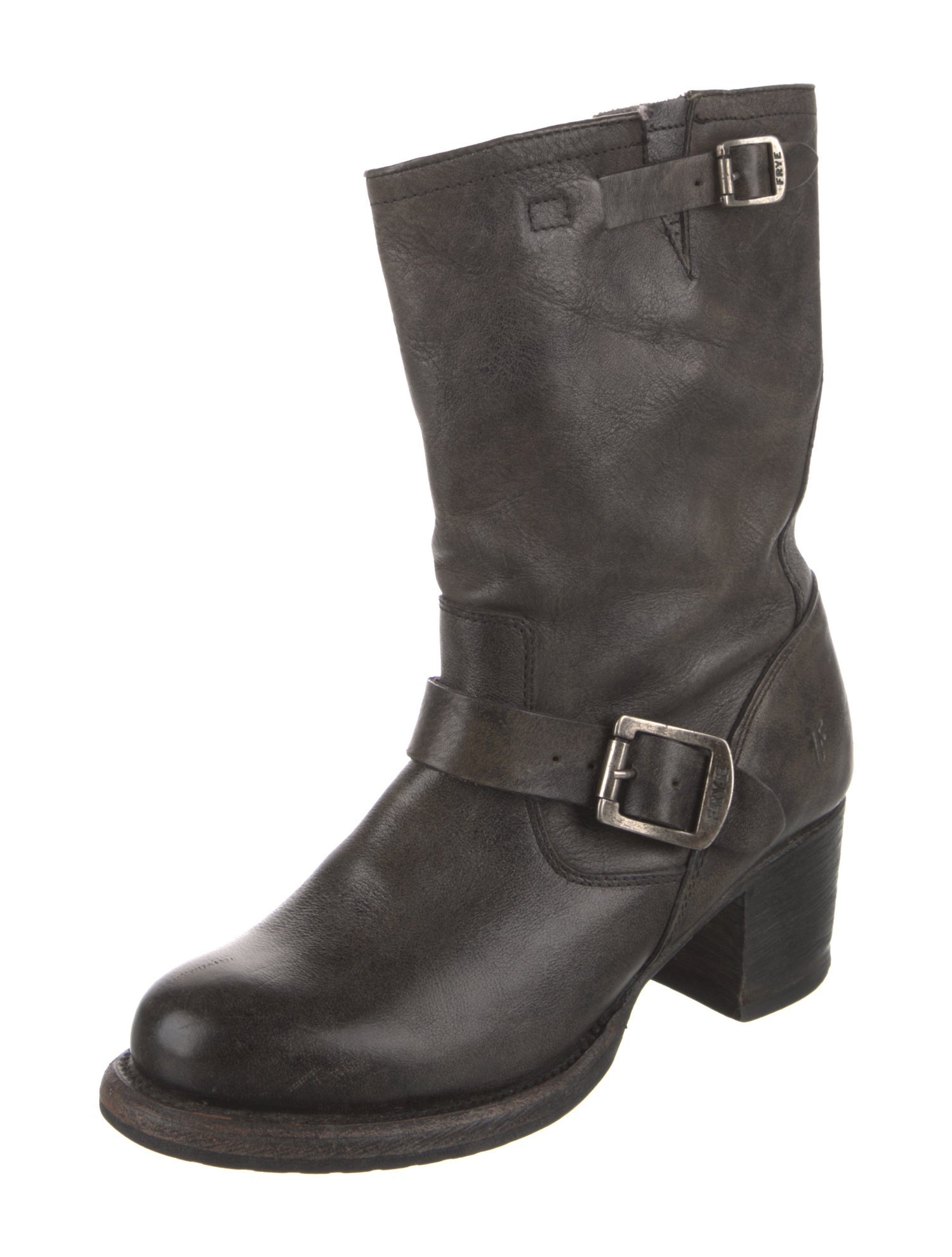 Frye Leather Distressed Accents Moto Boots