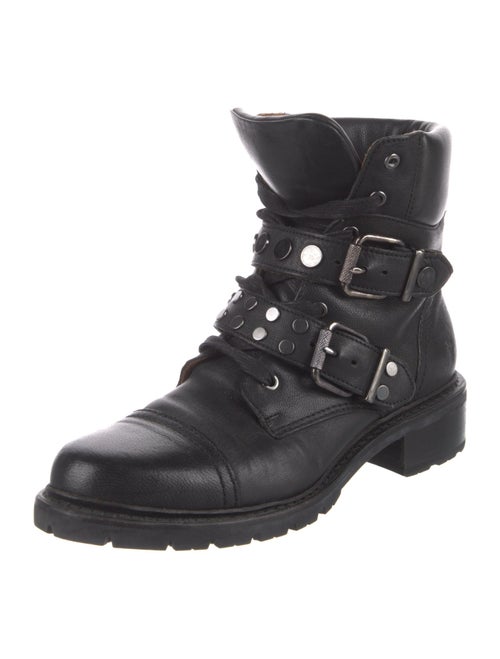 Frye Leather Studded Accents Combat Boots