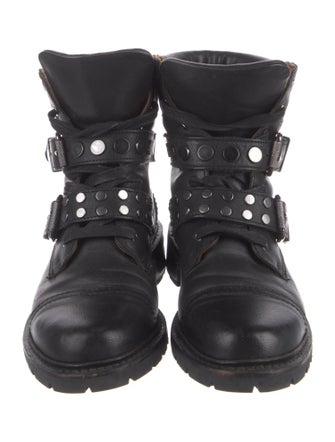 Frye Leather Studded Accents Combat Boots