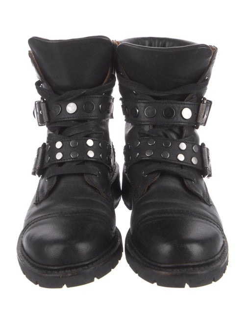 Frye Leather Studded Accents Combat Boots