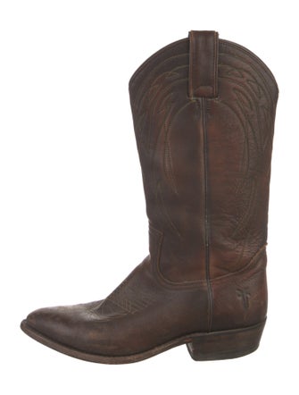 Frye Leather Embroidered Accent Western Boots
