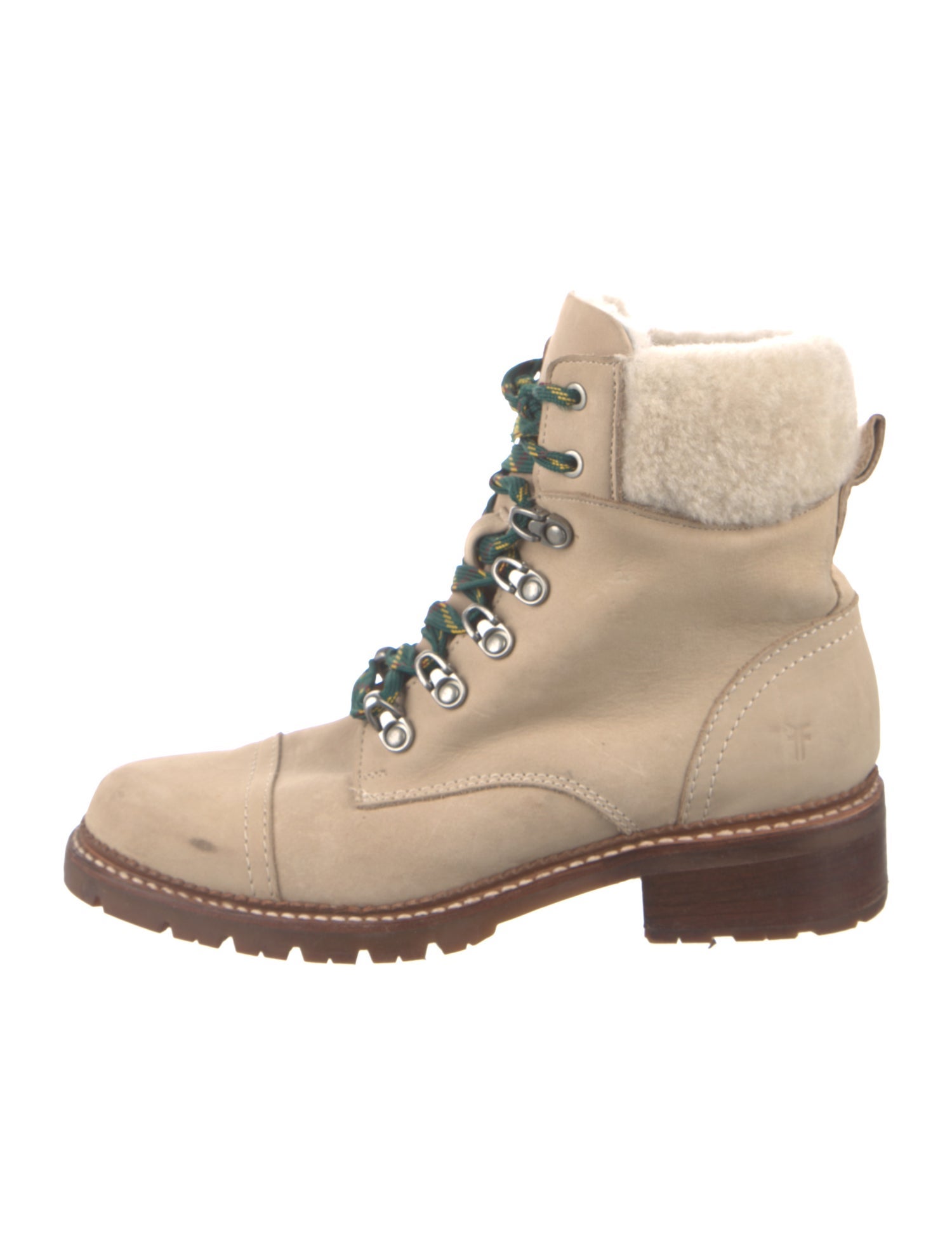 Frye Nubuck Fur Trim Combat Boots