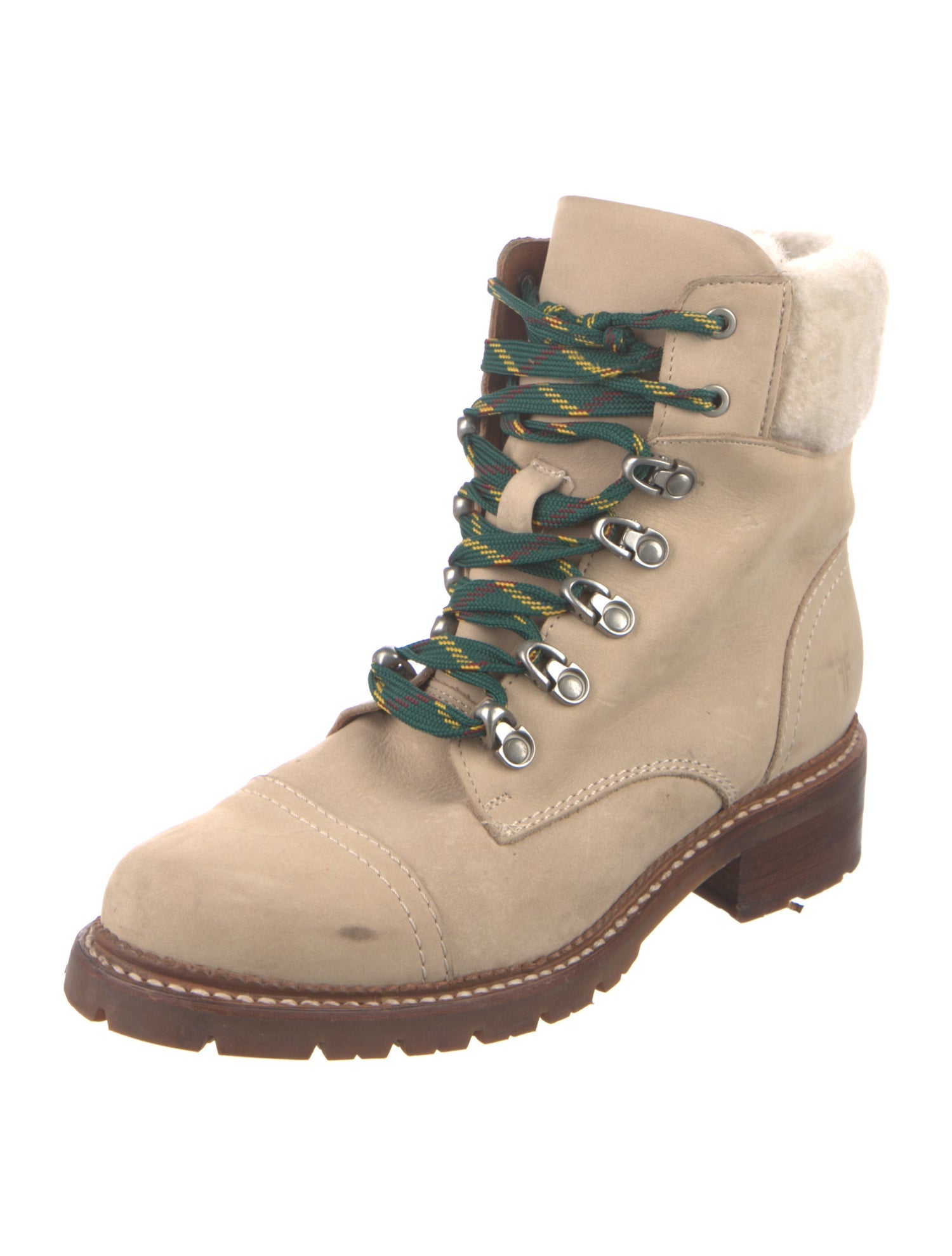 Frye Nubuck Fur Trim Combat Boots