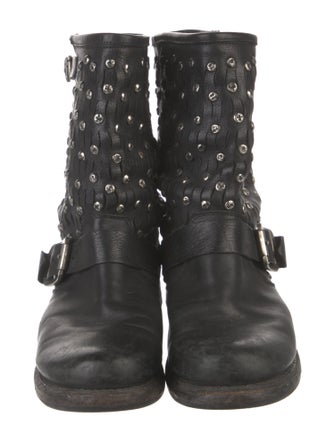 Frye Leather Lasercut Accents Moto Boots