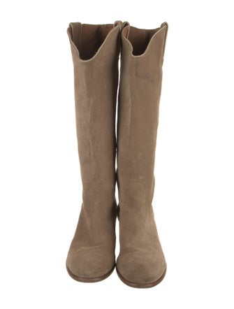 Frye Suede Leather Trim Embellishment Riding Boots