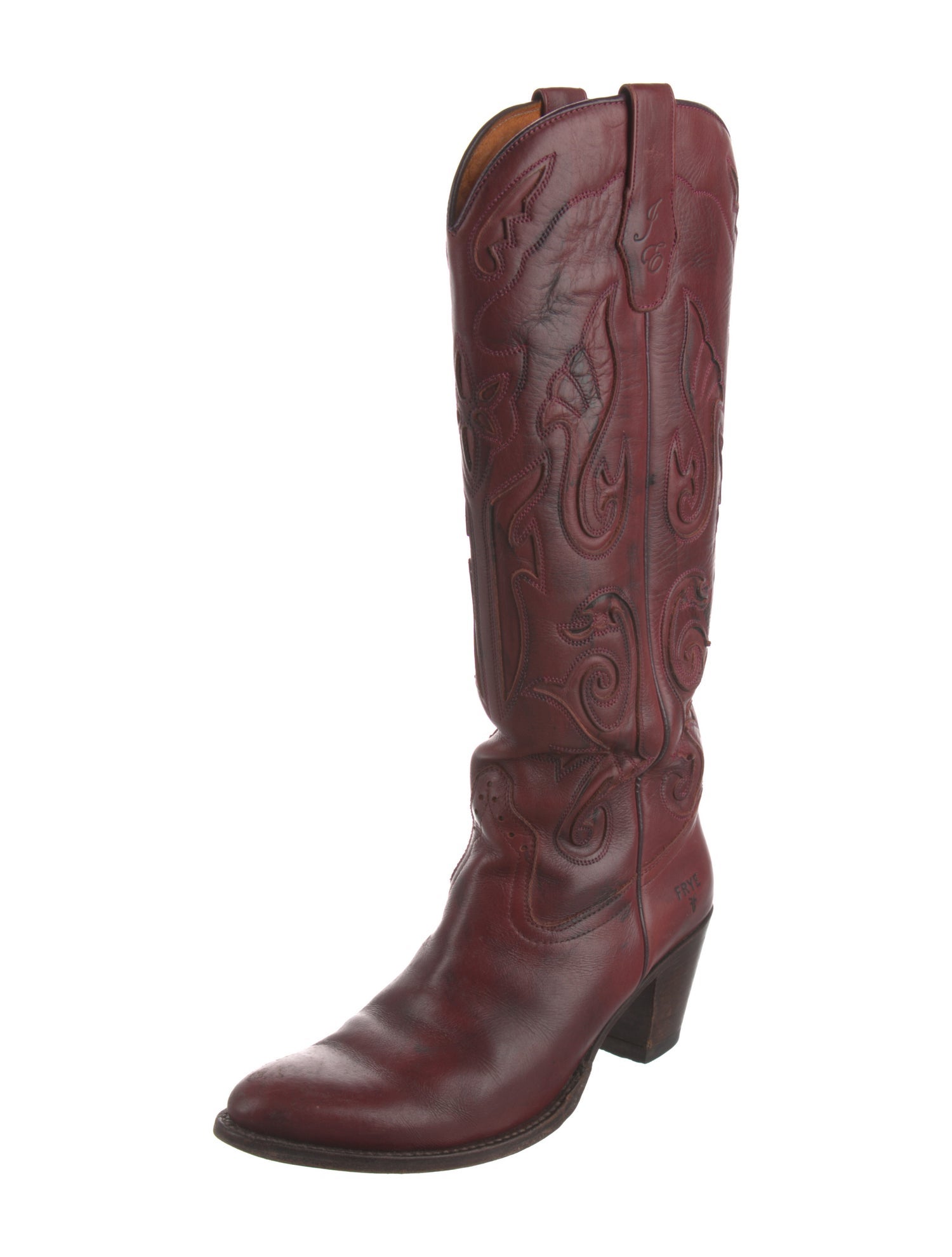 Frye Leather Embroidered Accent Western Boots