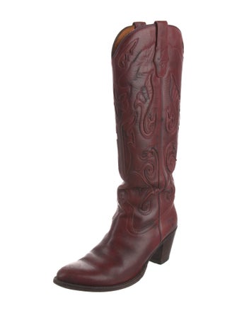 Frye Leather Embroidered Accent Western Boots