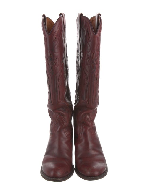 Frye Leather Embroidered Accent Western Boots