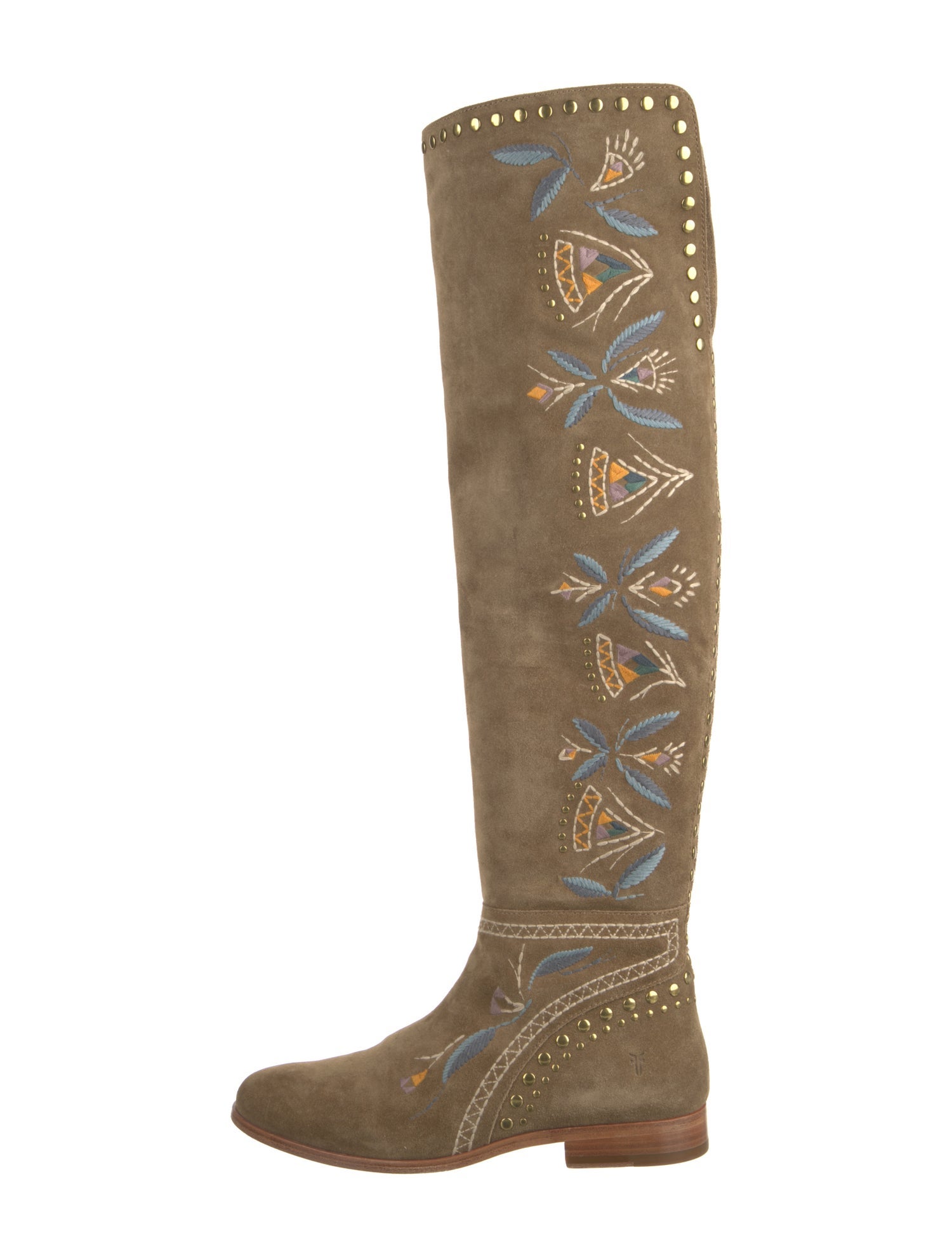 Frye Suede Embroidered Accent Boots