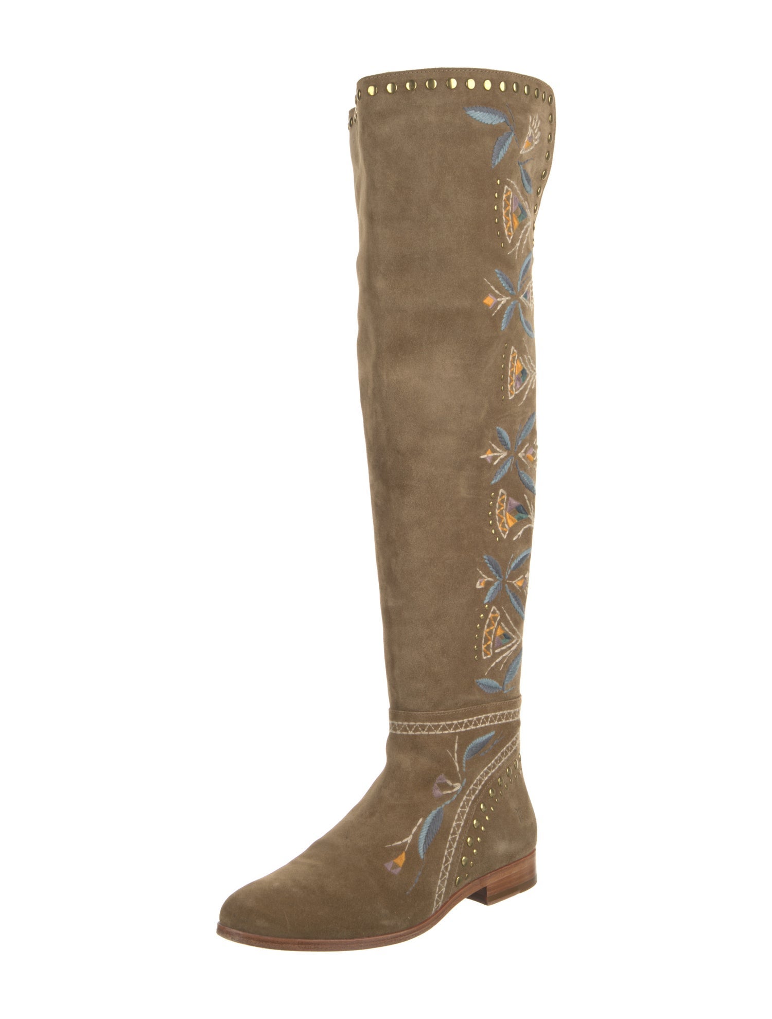 Frye Suede Embroidered Accent Boots