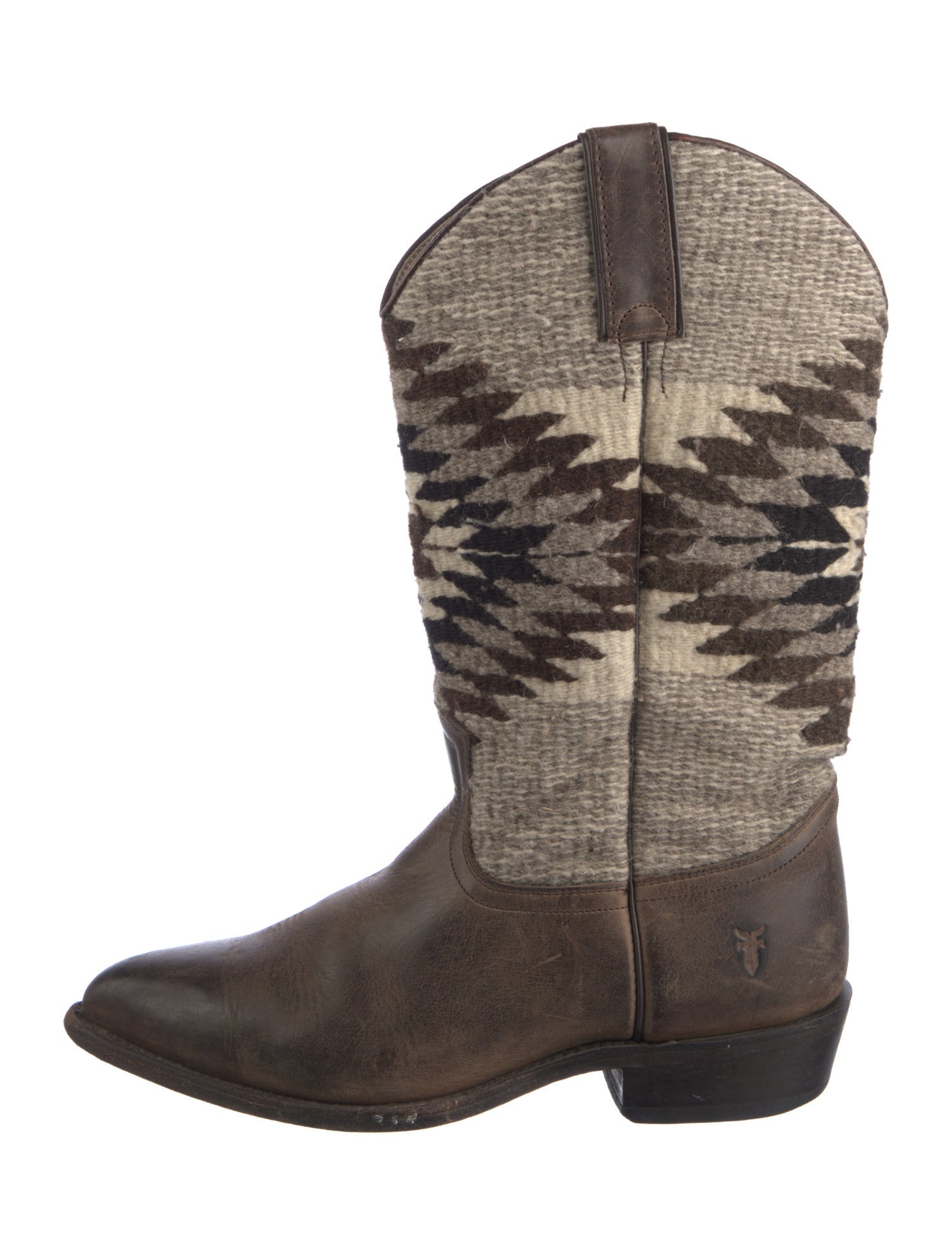 Frye Leather Colorblock Pattern Western Boots