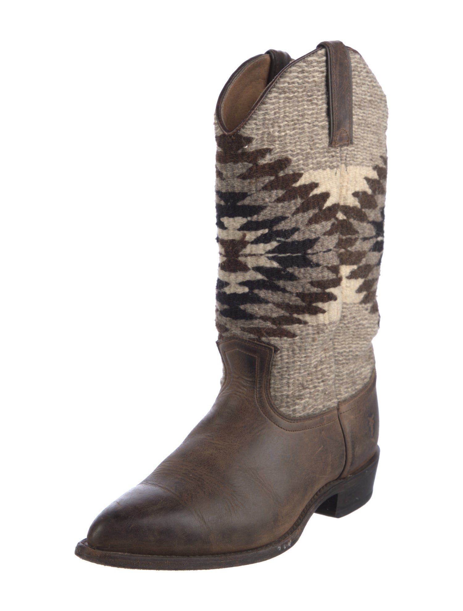 Frye Leather Colorblock Pattern Western Boots