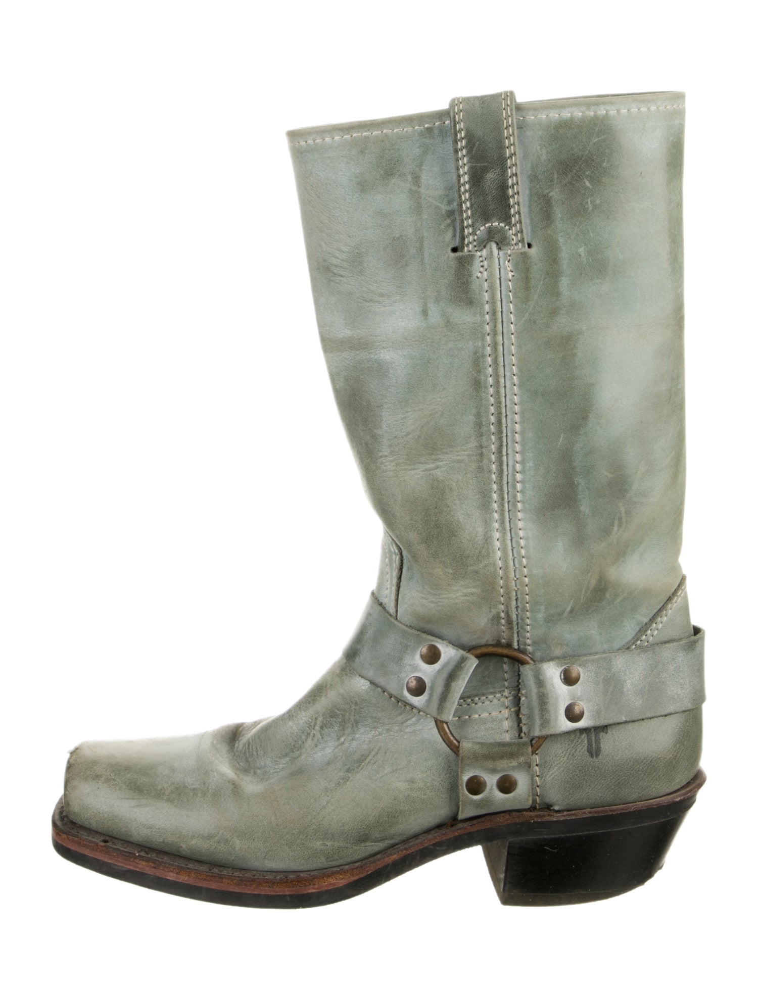 Frye Leather Distressed Accents Moto Boots