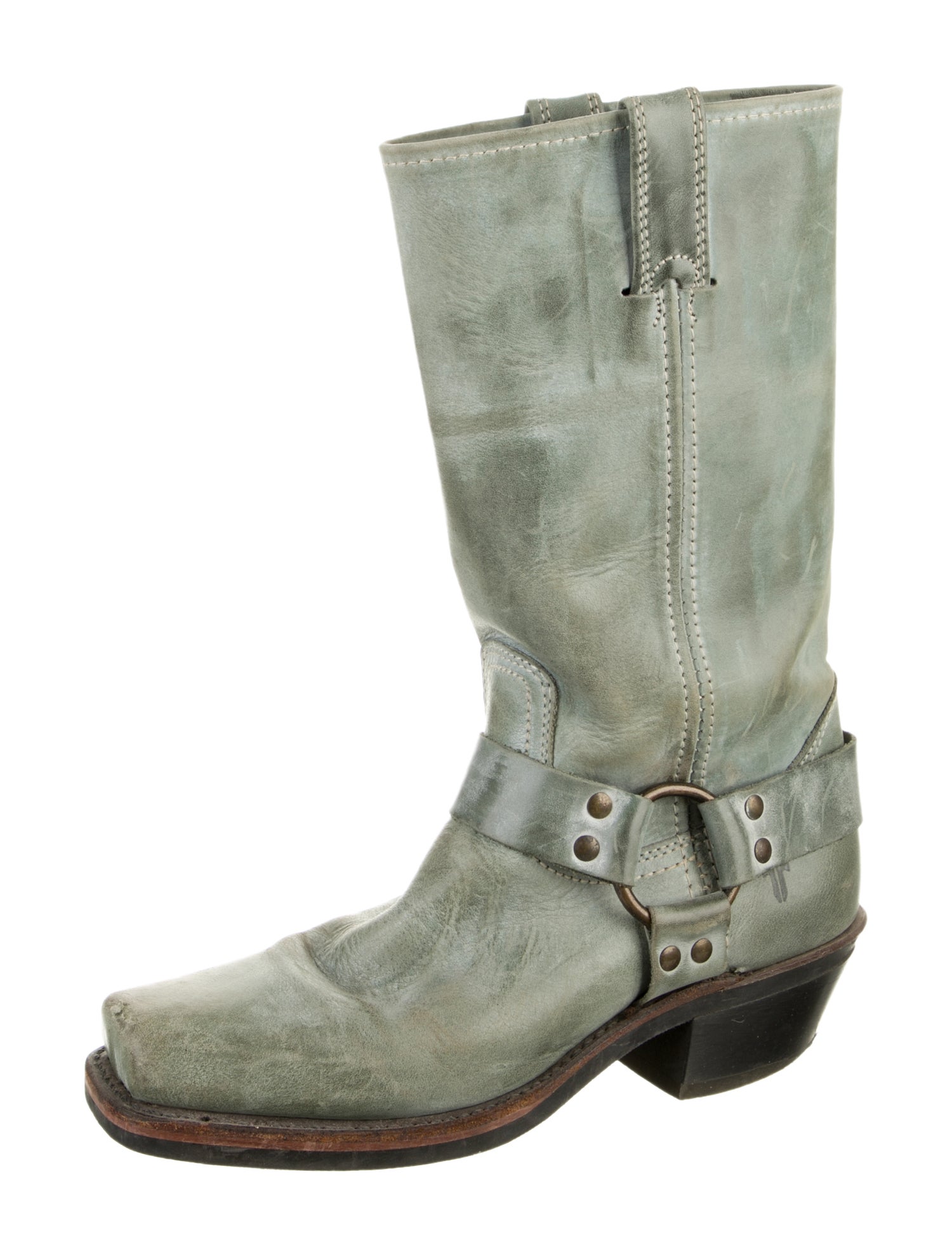 Frye Leather Distressed Accents Moto Boots