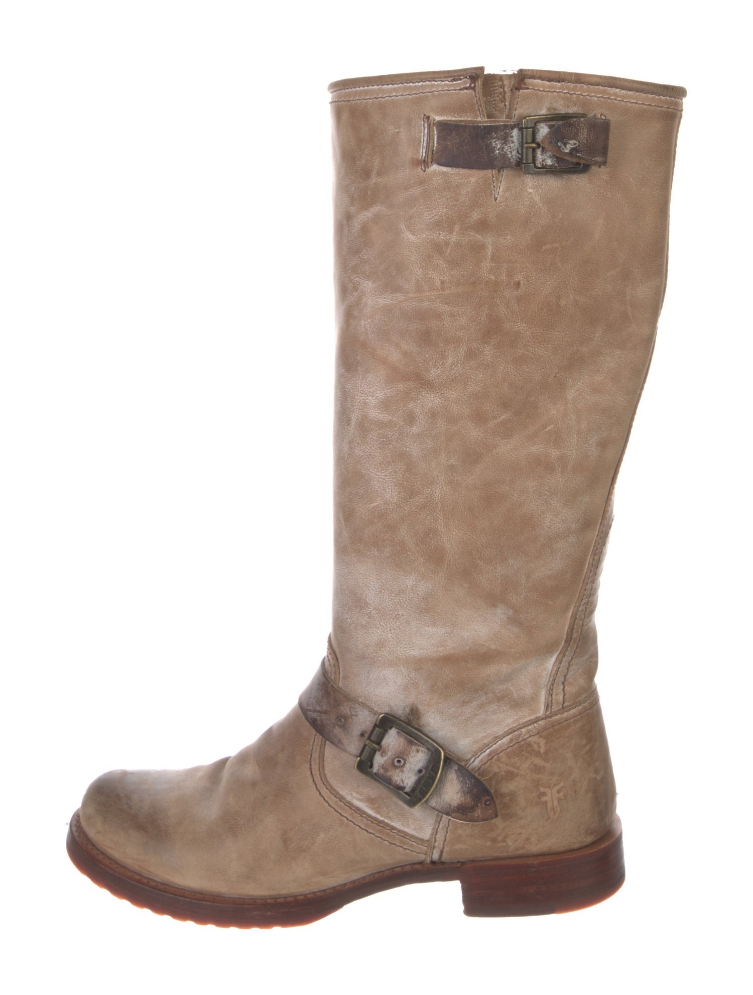 Frye Leather Colorblock Pattern Riding Boots