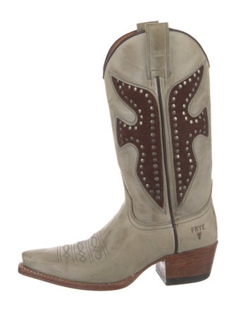Frye Leather Colorblock Pattern Western Boots
