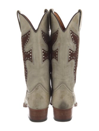 Frye Leather Colorblock Pattern Western Boots