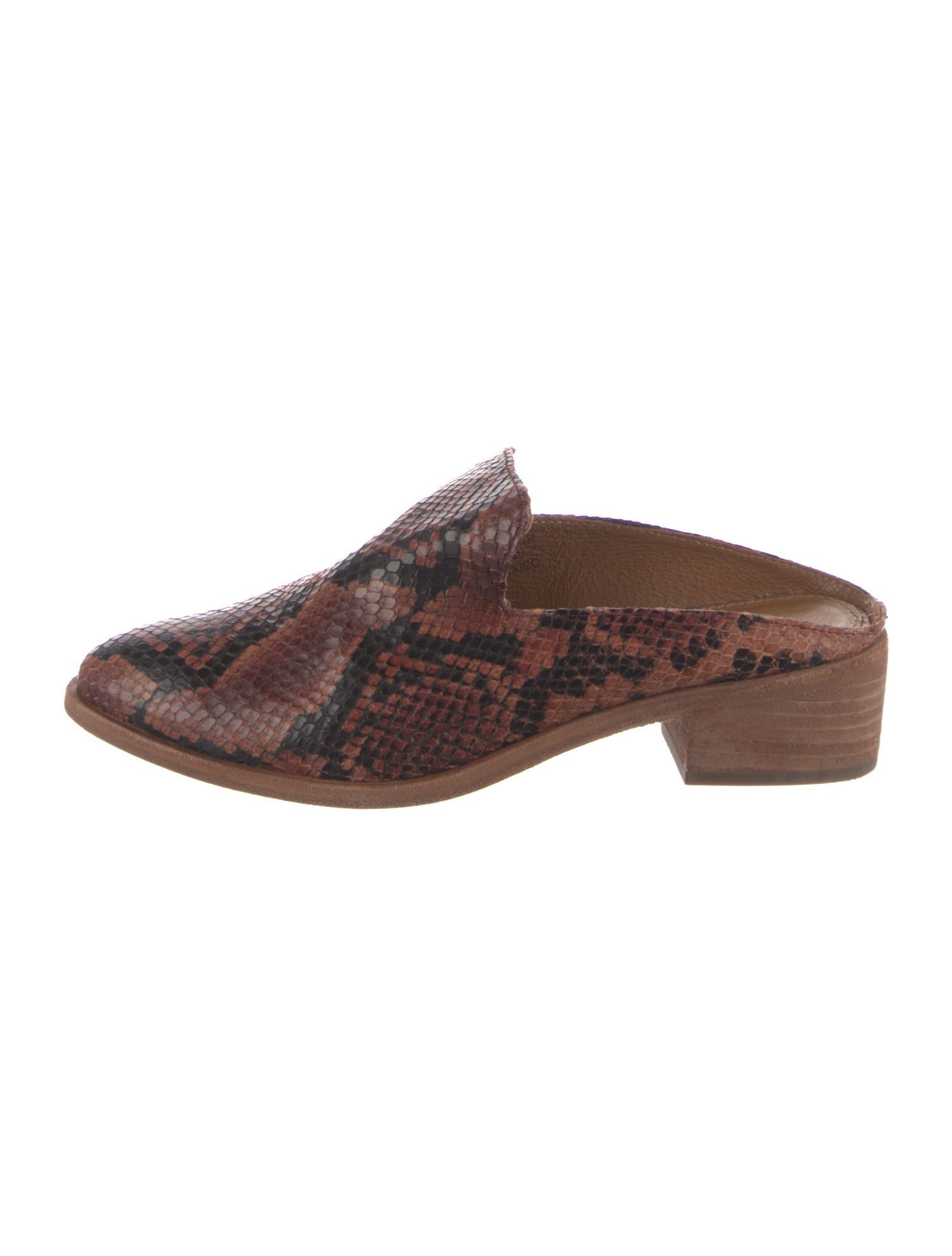 Frye Embossed Leather Animal Print Mules