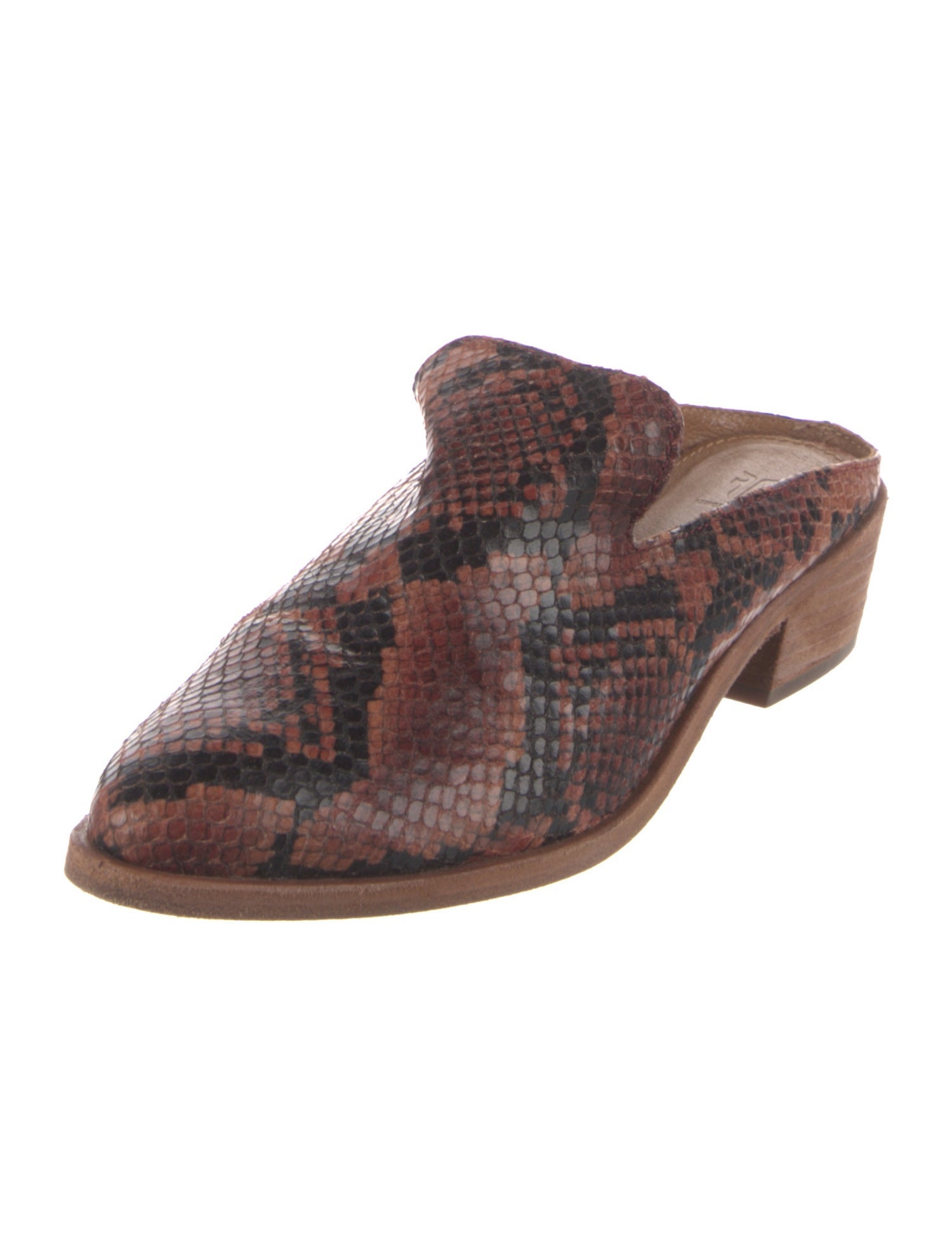 Frye Embossed Leather Animal Print Mules