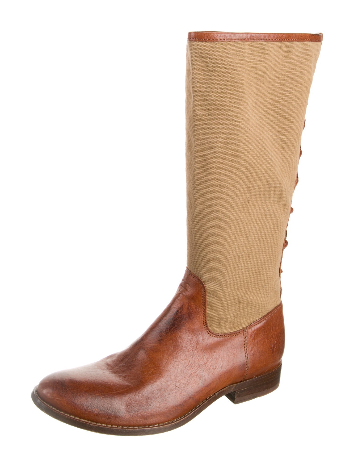 Frye Leather Colorblock Pattern Riding Boots