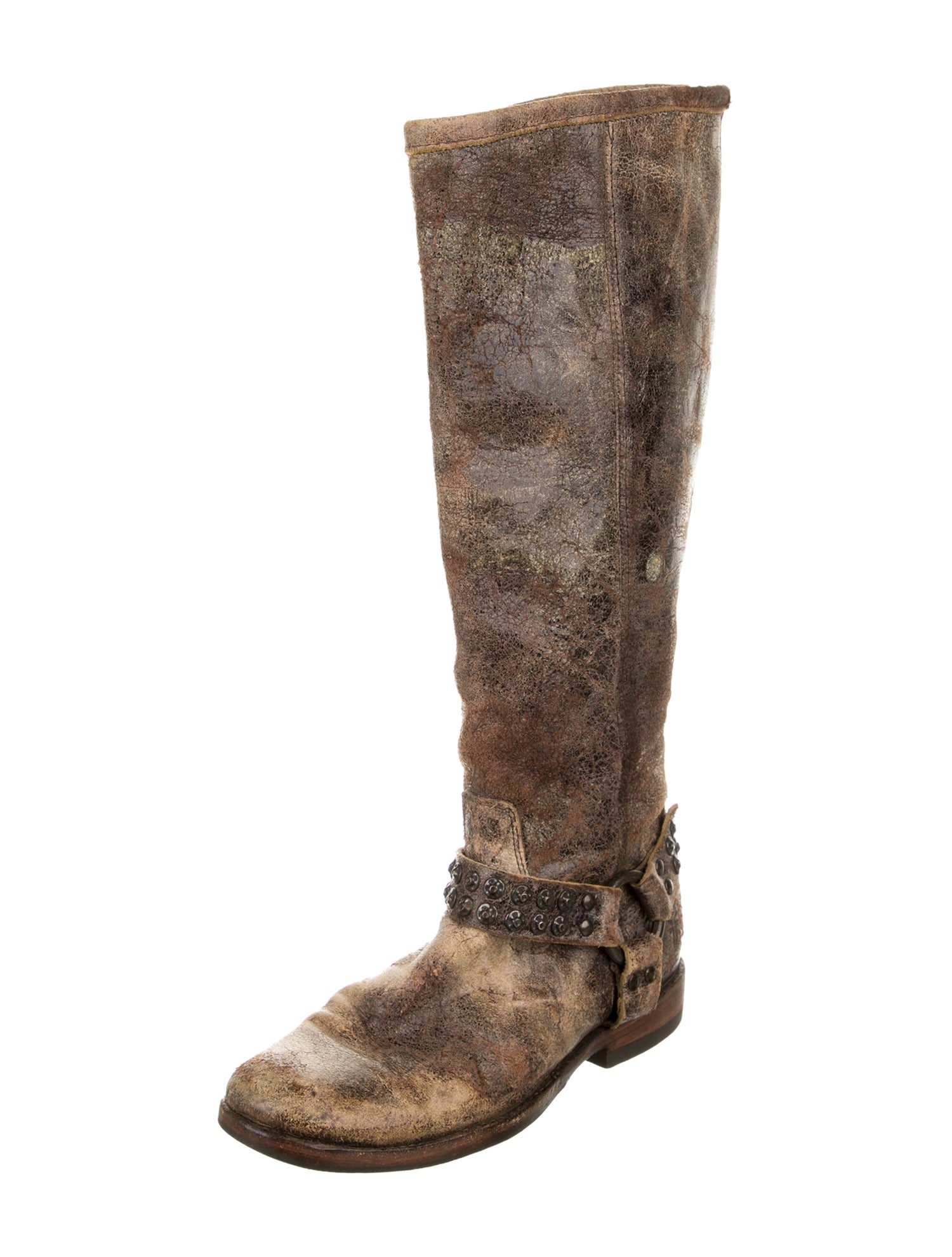 Frye Leather Studded Accents Riding Boots