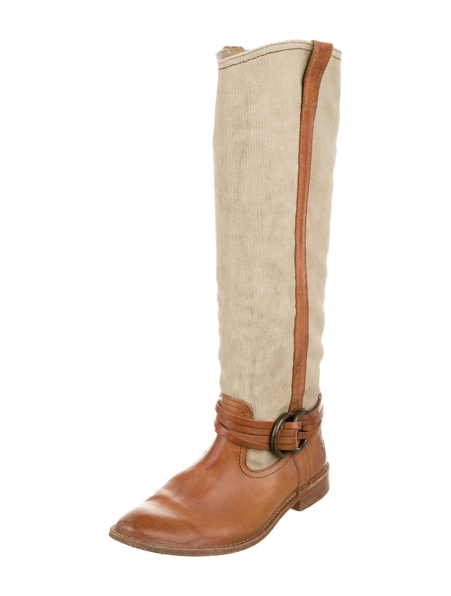 Frye Leather Colorblock Pattern Riding Boots