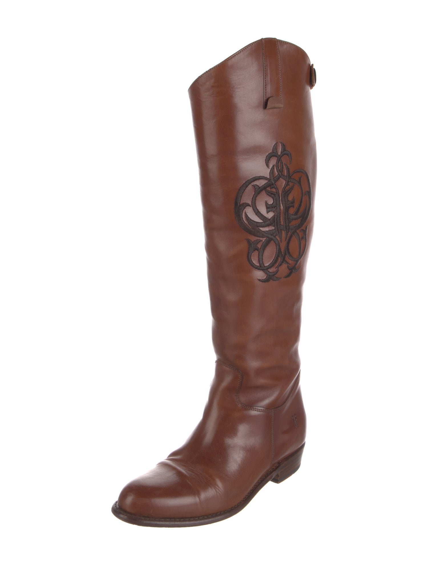 Frye Leather Embroidered Accent Riding Boots