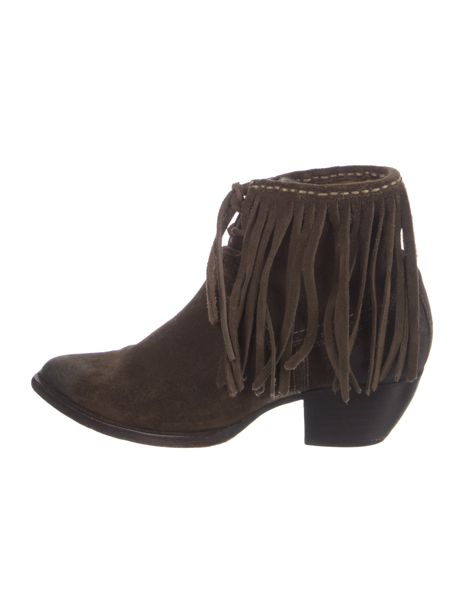 Frye Suede Fringe Trim Accent Western Boots