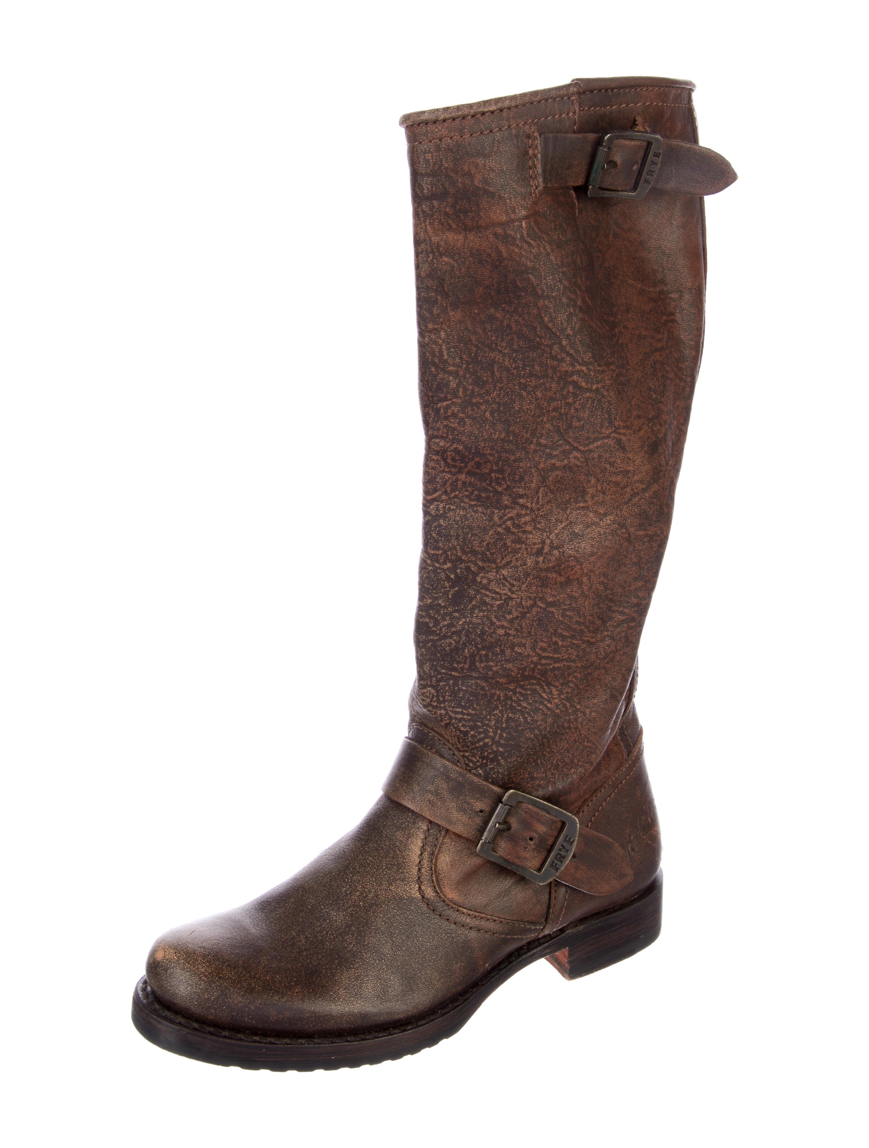 Frye Leather Colorblock Pattern Riding Boots