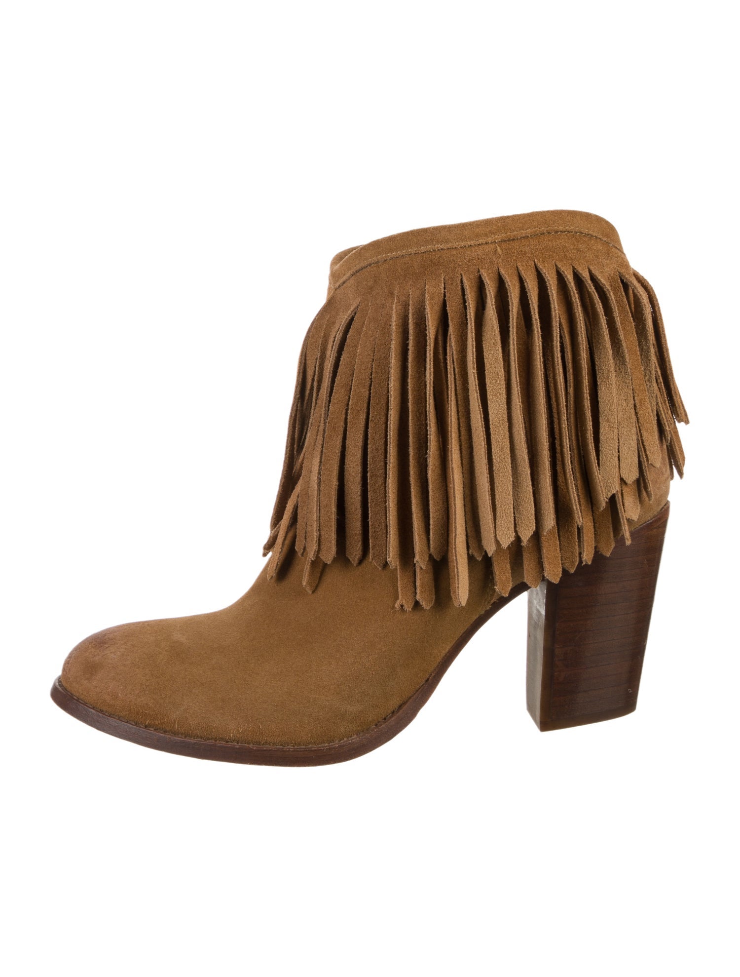 Frye Suede Fringe Trim Accent Western Boots