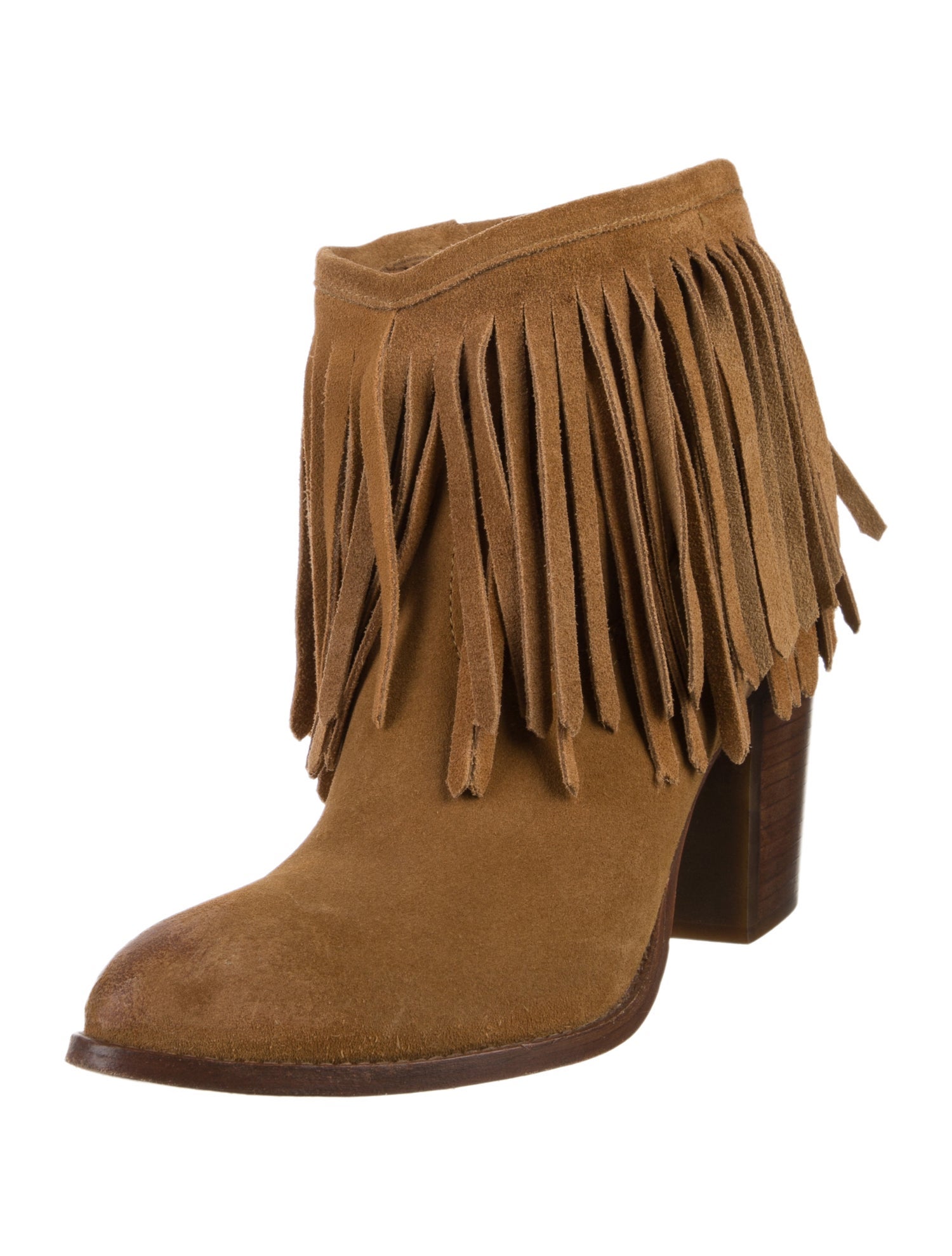 Frye Suede Fringe Trim Accent Western Boots