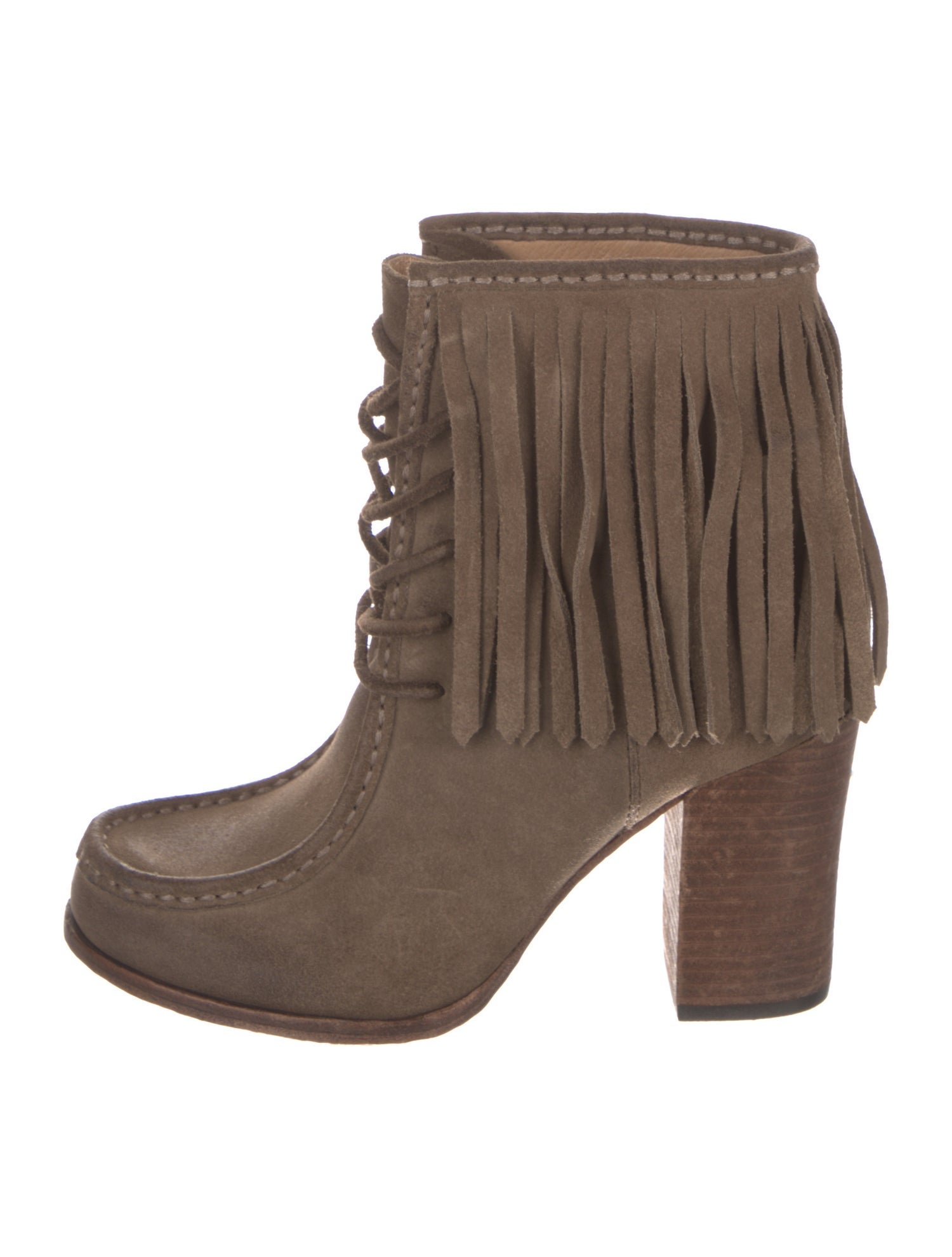 Frye Suede Fringe Trim Accent Lace-Up Boots