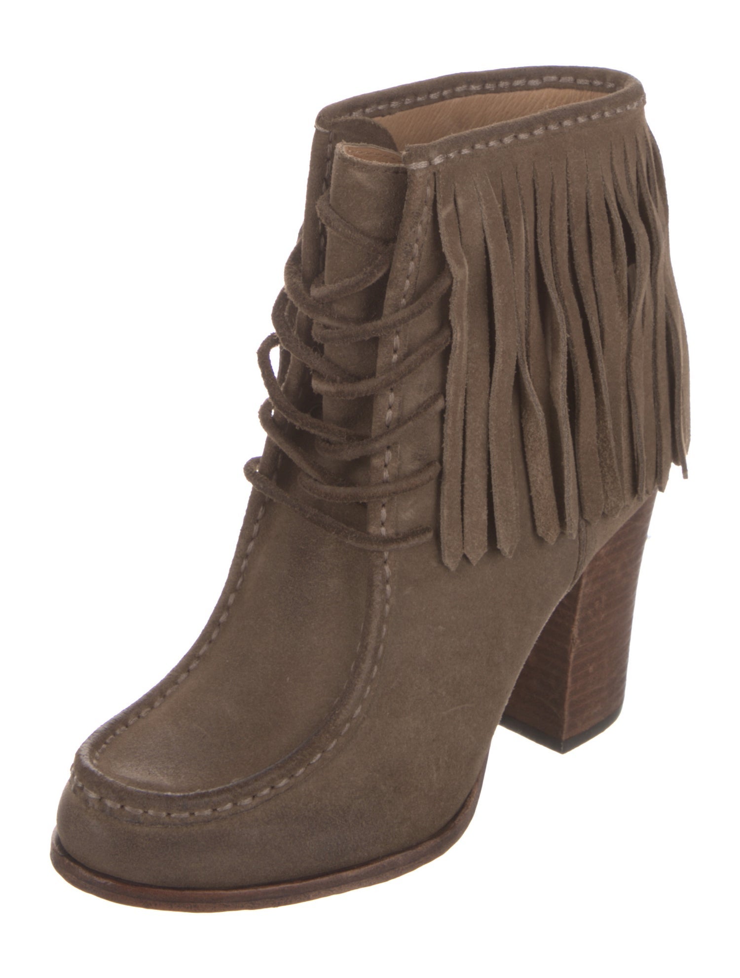 Frye Suede Fringe Trim Accent Lace-Up Boots