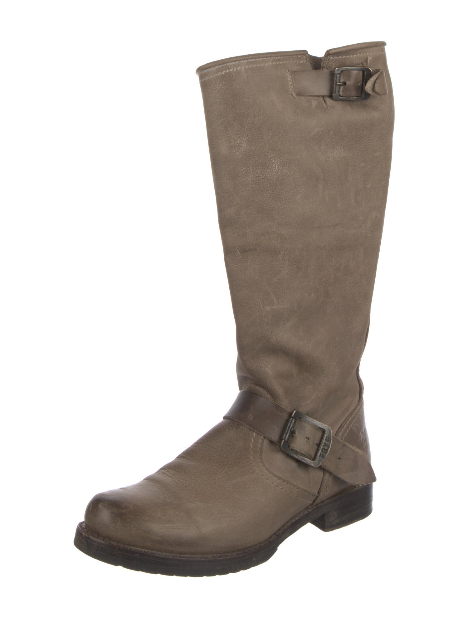 Frye Leather Distressed Accents Moto Boots