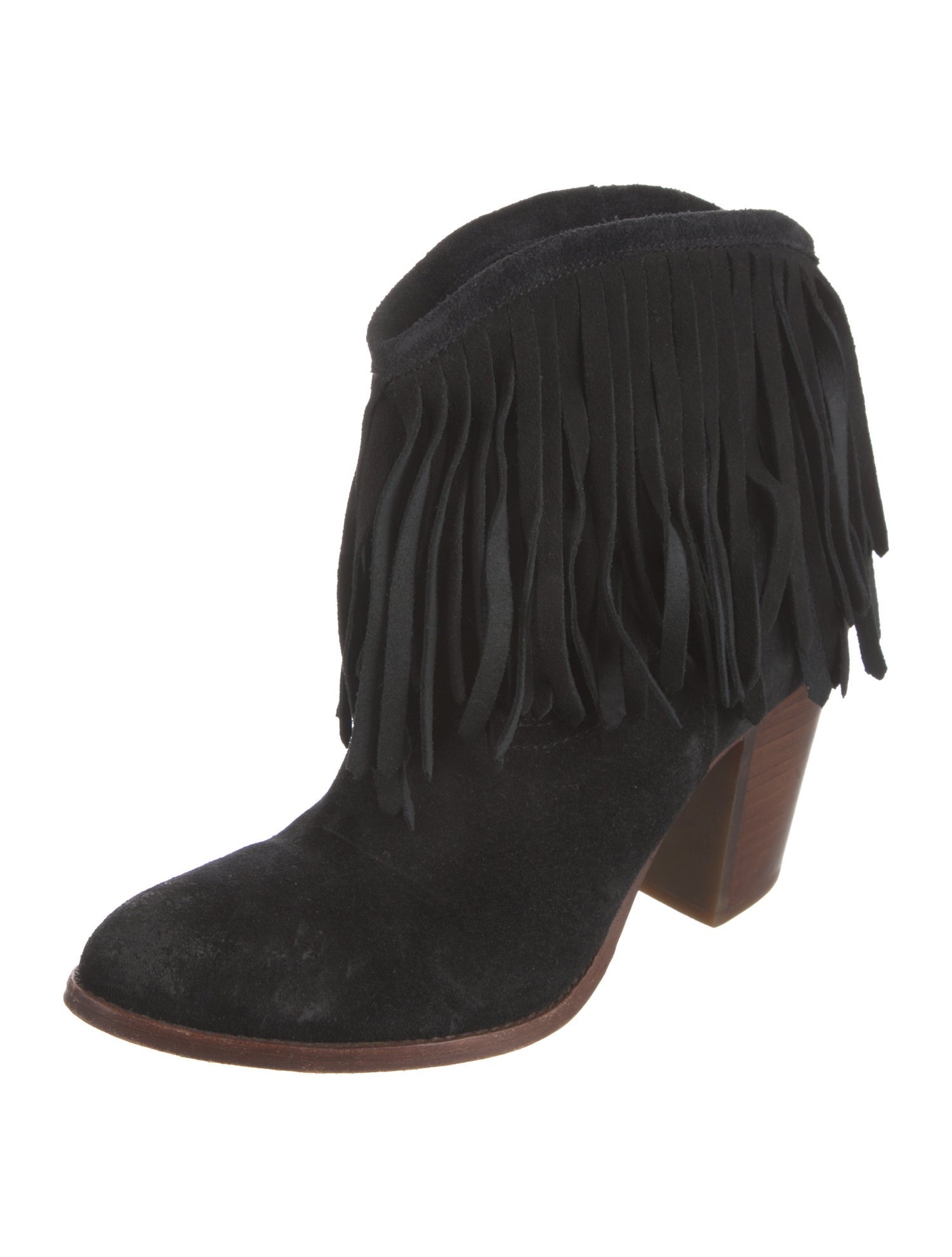 Frye Suede Fringe Trim Accent Western Boots